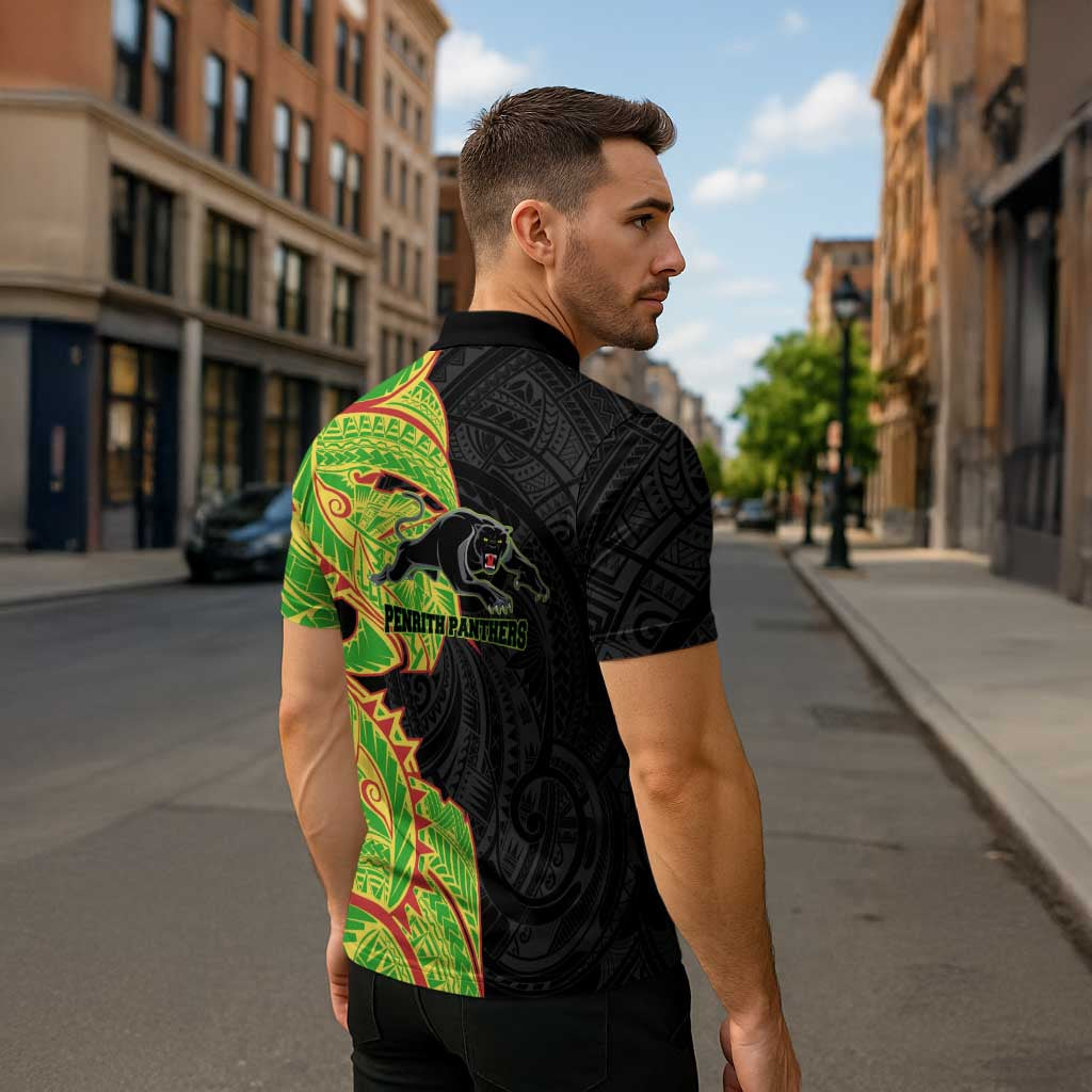 Penrith Panthers Zipper Polo Shirt Polynesian Tribal Tattoo Pacific Sport Art