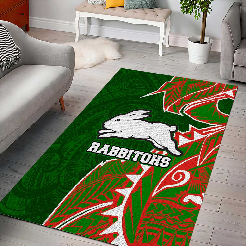 South Sydney Rabbitohs Area Rug Polynesian Tribal Tattoo Pacific Sport Art