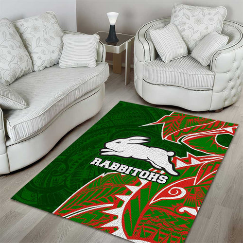 South Sydney Rabbitohs Area Rug Polynesian Tribal Tattoo Pacific Sport Art