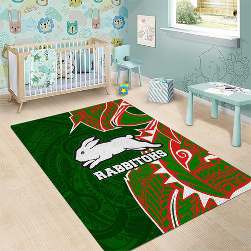 South Sydney Rabbitohs Area Rug Polynesian Tribal Tattoo Pacific Sport Art
