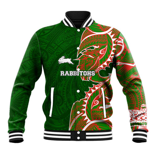 South Sydney Rabbitohs Baseball Jacket Polynesian Tribal Tattoo Pacific Sport Art
