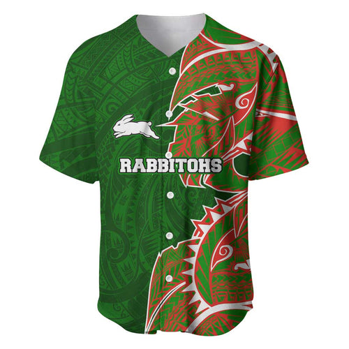 South Sydney Rabbitohs Baseball Jersey Polynesian Tribal Tattoo Pacific Sport Art