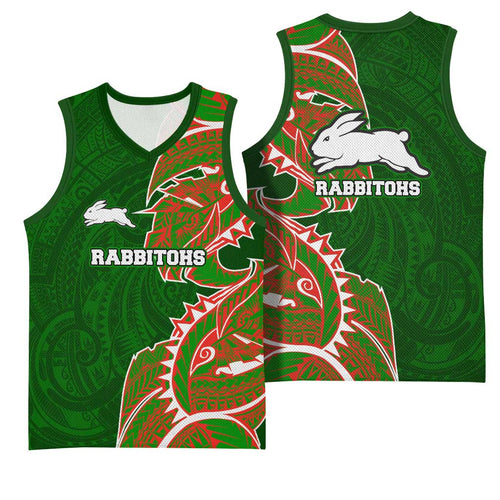South Sydney Rabbitohs Basketball Jersey Polynesian Tribal Tattoo Pacific Sport Art