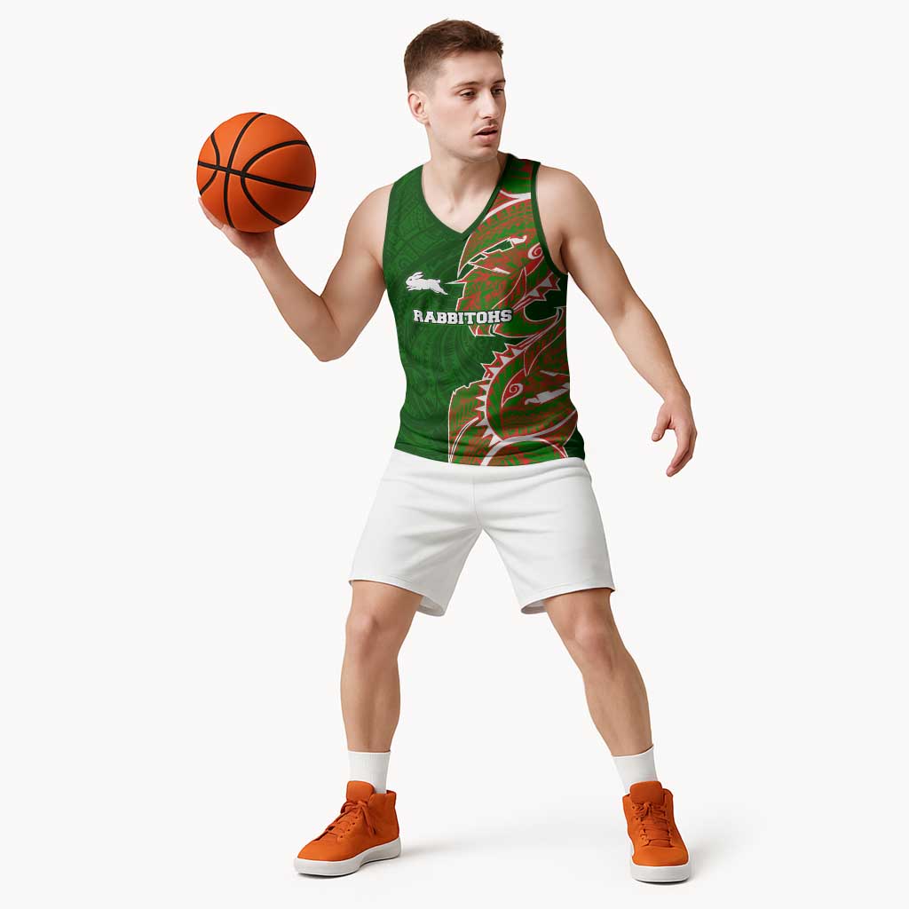 South Sydney Rabbitohs Basketball Jersey Polynesian Tribal Tattoo Pacific Sport Art