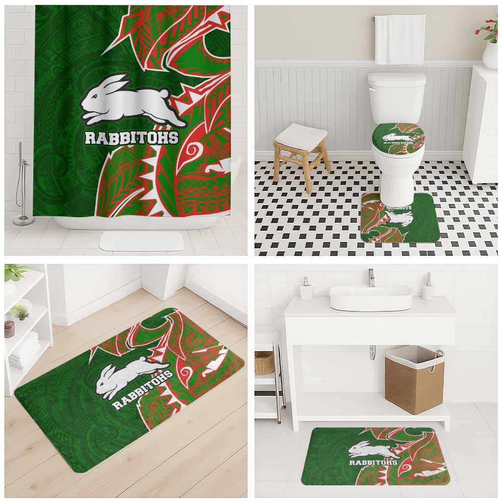 South Sydney Rabbitohs Bathroom Set Polynesian Tribal Tattoo Pacific Sport Art