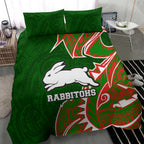 South Sydney Rabbitohs Bedding Set Polynesian Tribal Tattoo Pacific Sport Art