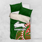 South Sydney Rabbitohs Bedding Set Polynesian Tribal Tattoo Pacific Sport Art