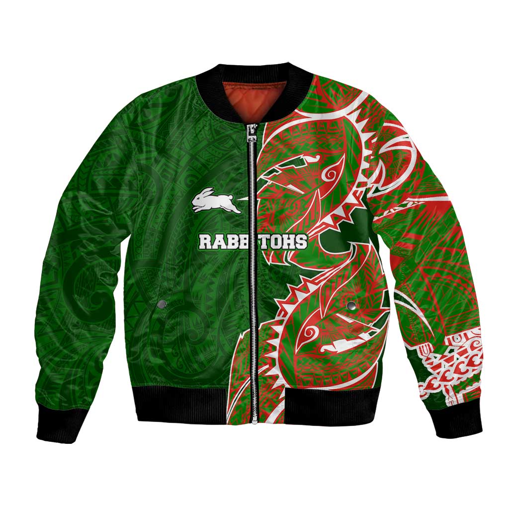 South Sydney Rabbitohs Bomber Jacket Polynesian Tribal Tattoo Pacific Sport Art