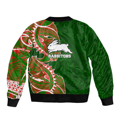 South Sydney Rabbitohs Bomber Jacket Polynesian Tribal Tattoo Pacific Sport Art