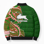 South Sydney Rabbitohs Bomber Puffer Jacket Polynesian Tribal Tattoo Pacific Sport Art