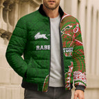South Sydney Rabbitohs Bomber Puffer Jacket Polynesian Tribal Tattoo Pacific Sport Art