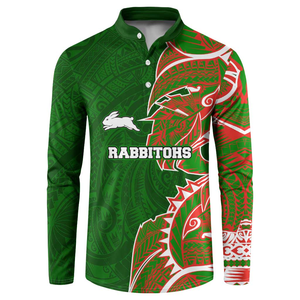 South Sydney Rabbitohs Button Sweatshirt Polynesian Tribal Tattoo Pacific Sport Art