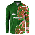 South Sydney Rabbitohs Button Sweatshirt Polynesian Tribal Tattoo Pacific Sport Art