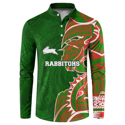 South Sydney Rabbitohs Button Sweatshirt Polynesian Tribal Tattoo Pacific Sport Art