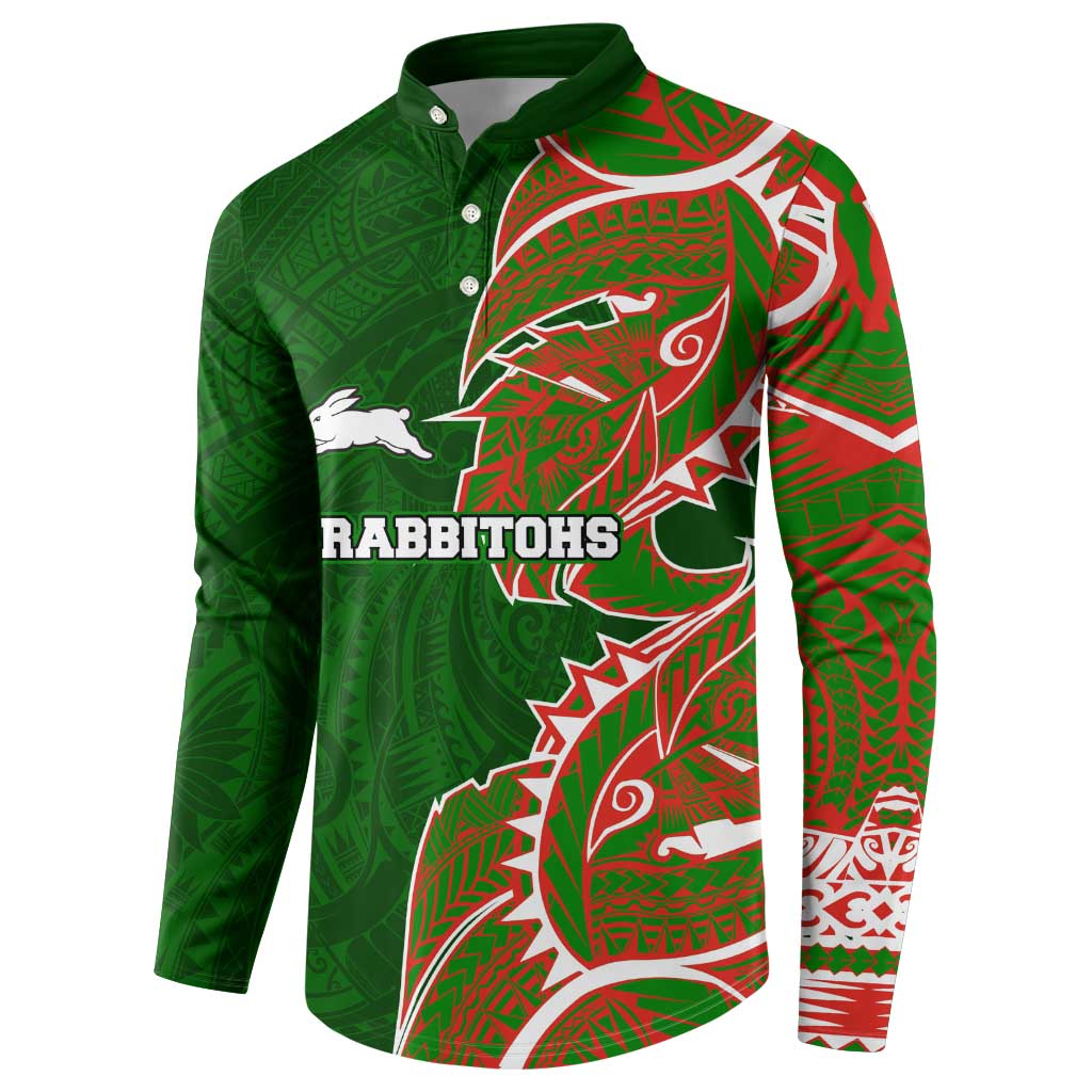 South Sydney Rabbitohs Button Sweatshirt Polynesian Tribal Tattoo Pacific Sport Art