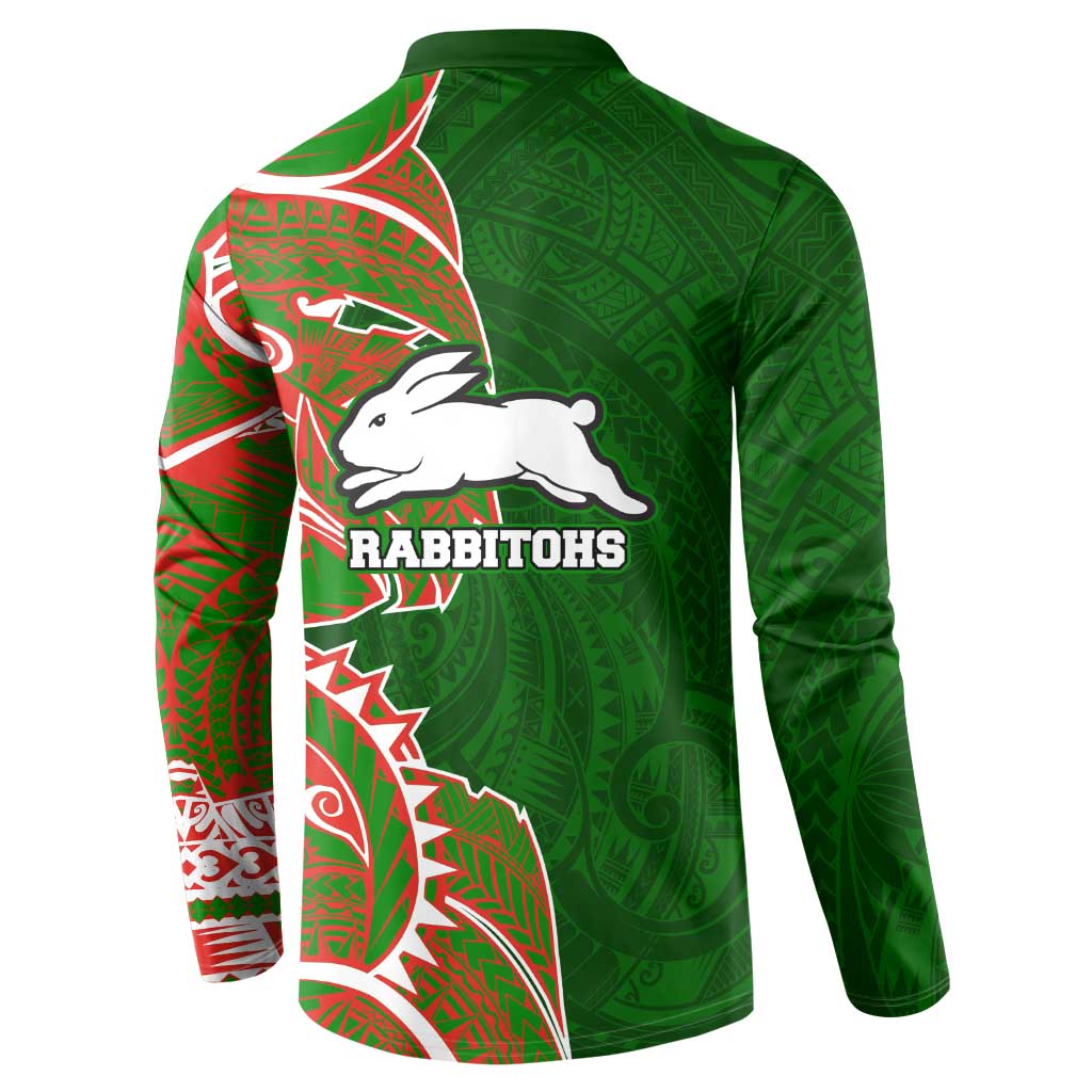 South Sydney Rabbitohs Button Sweatshirt Polynesian Tribal Tattoo Pacific Sport Art