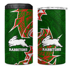 South Sydney Rabbitohs 4 in 1 Can Cooler Tumbler Polynesian Tribal Tattoo Pacific Sport Art