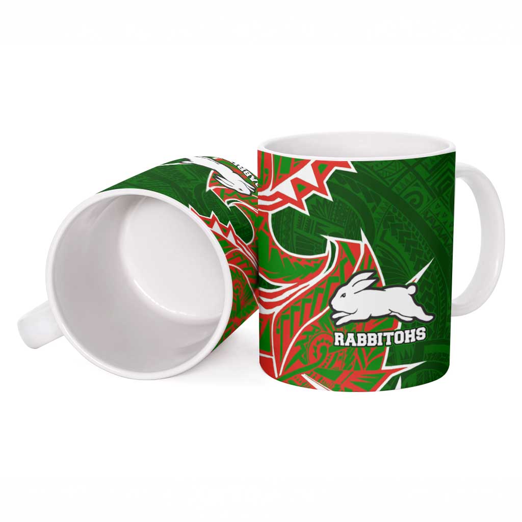South Sydney Rabbitohs Ceramic Mug Polynesian Tribal Tattoo Pacific Sport Art