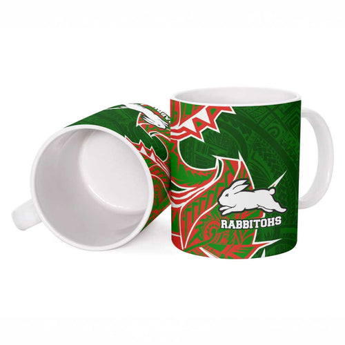 South Sydney Rabbitohs Ceramic Mug Polynesian Tribal Tattoo Pacific Sport Art