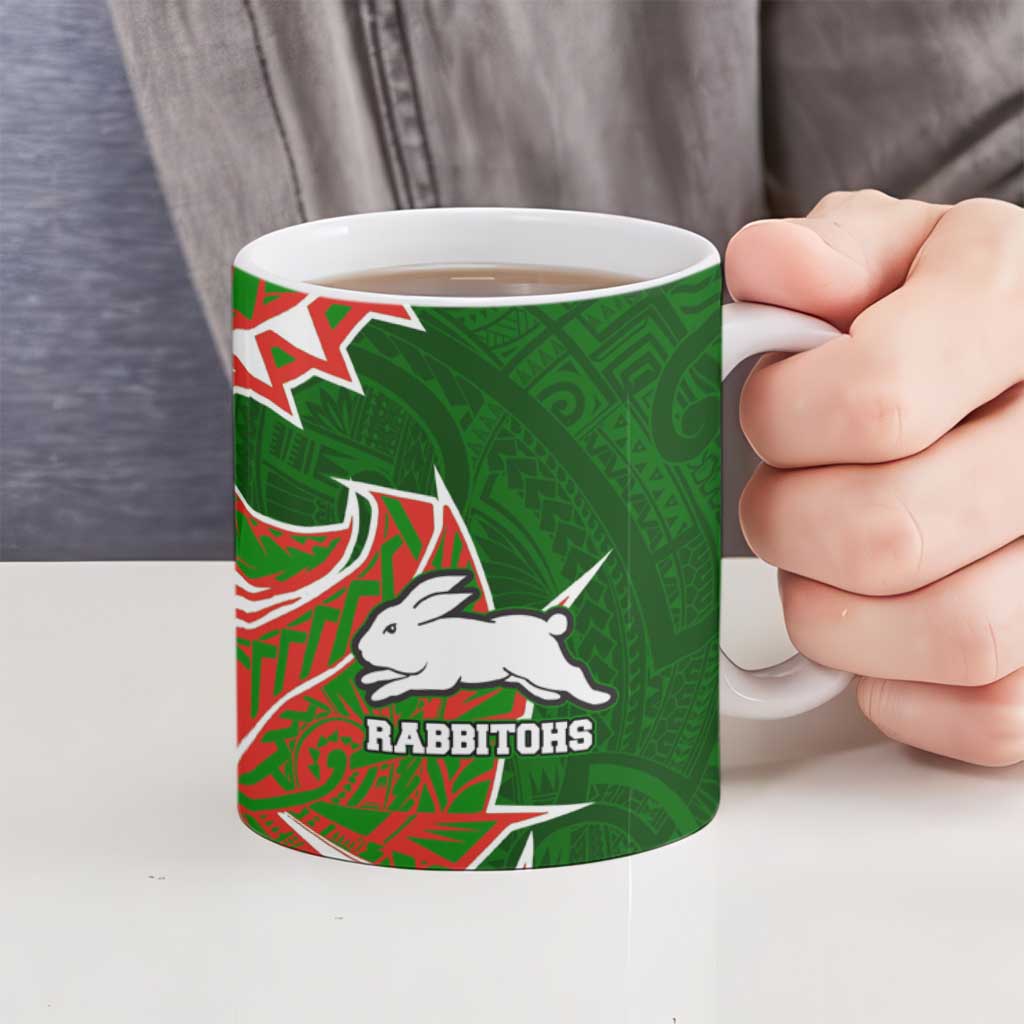 South Sydney Rabbitohs Ceramic Mug Polynesian Tribal Tattoo Pacific Sport Art