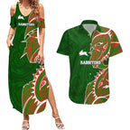 South Sydney Rabbitohs Couples Matching Summer Maxi Dress and Hawaiian Shirt Polynesian Tribal Tattoo Pacific Sport Art