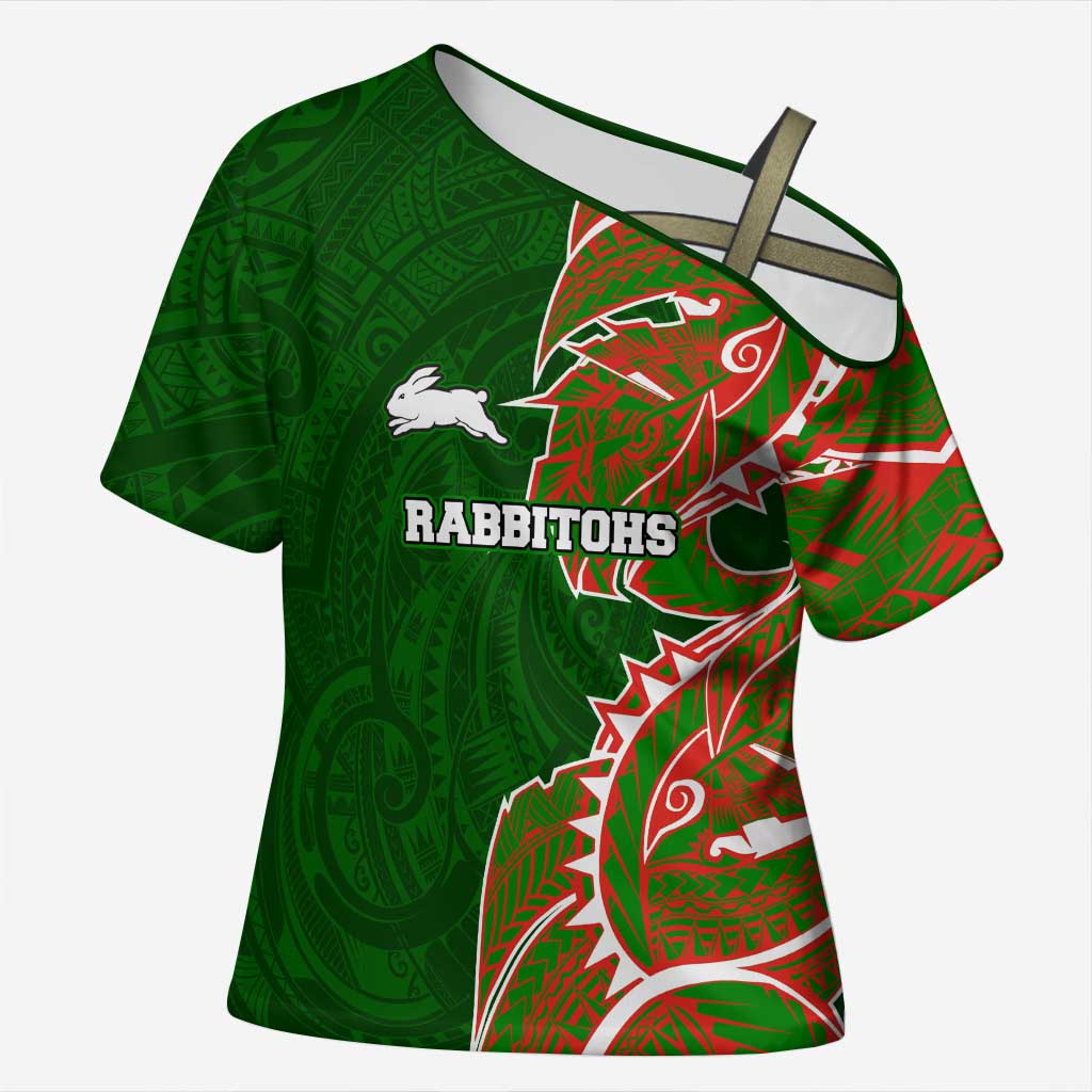 South Sydney Rabbitohs Cross Shoulder Shirt Polynesian Tribal Tattoo Pacific Sport Art