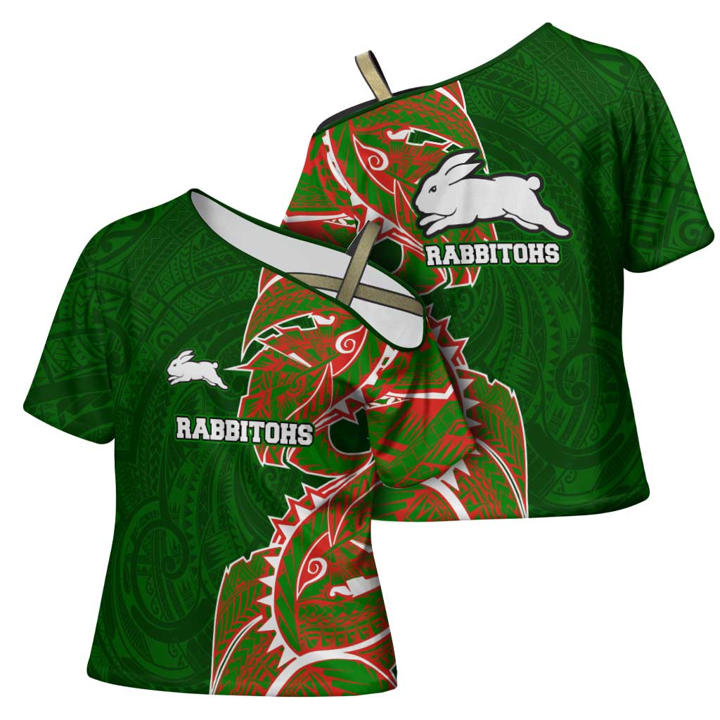 South Sydney Rabbitohs Cross Shoulder Shirt Polynesian Tribal Tattoo Pacific Sport Art
