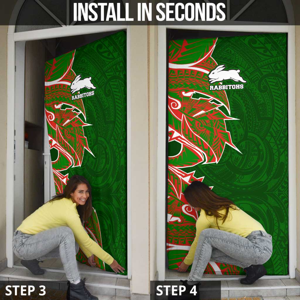 South Sydney Rabbitohs Door Cover Polynesian Tribal Tattoo Pacific Sport Art