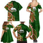 South Sydney Rabbitohs Family Matching Summer Maxi Dress and Hawaiian Shirt Polynesian Tribal Tattoo Pacific Sport Art
