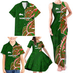 South Sydney Rabbitohs Family Matching Tank Maxi Dress and Hawaiian Shirt Polynesian Tribal Tattoo Pacific Sport Art