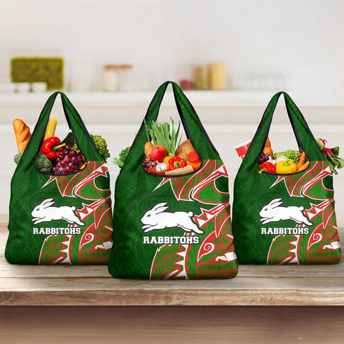 South Sydney Rabbitohs Grocery Bag Polynesian Tribal Tattoo Pacific Sport Art