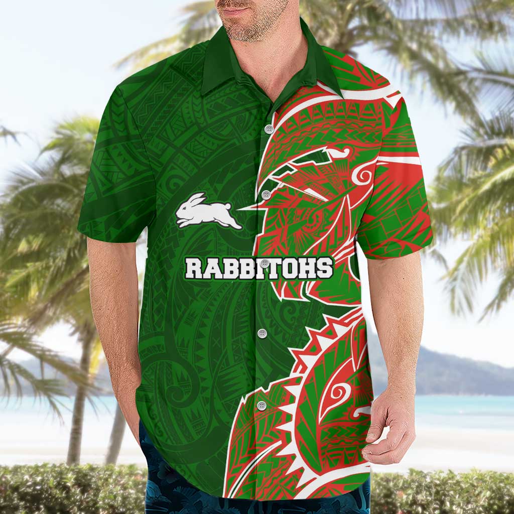 South Sydney Rabbitohs Hawaiian Shirt Polynesian Tribal Tattoo Pacific Sport Art