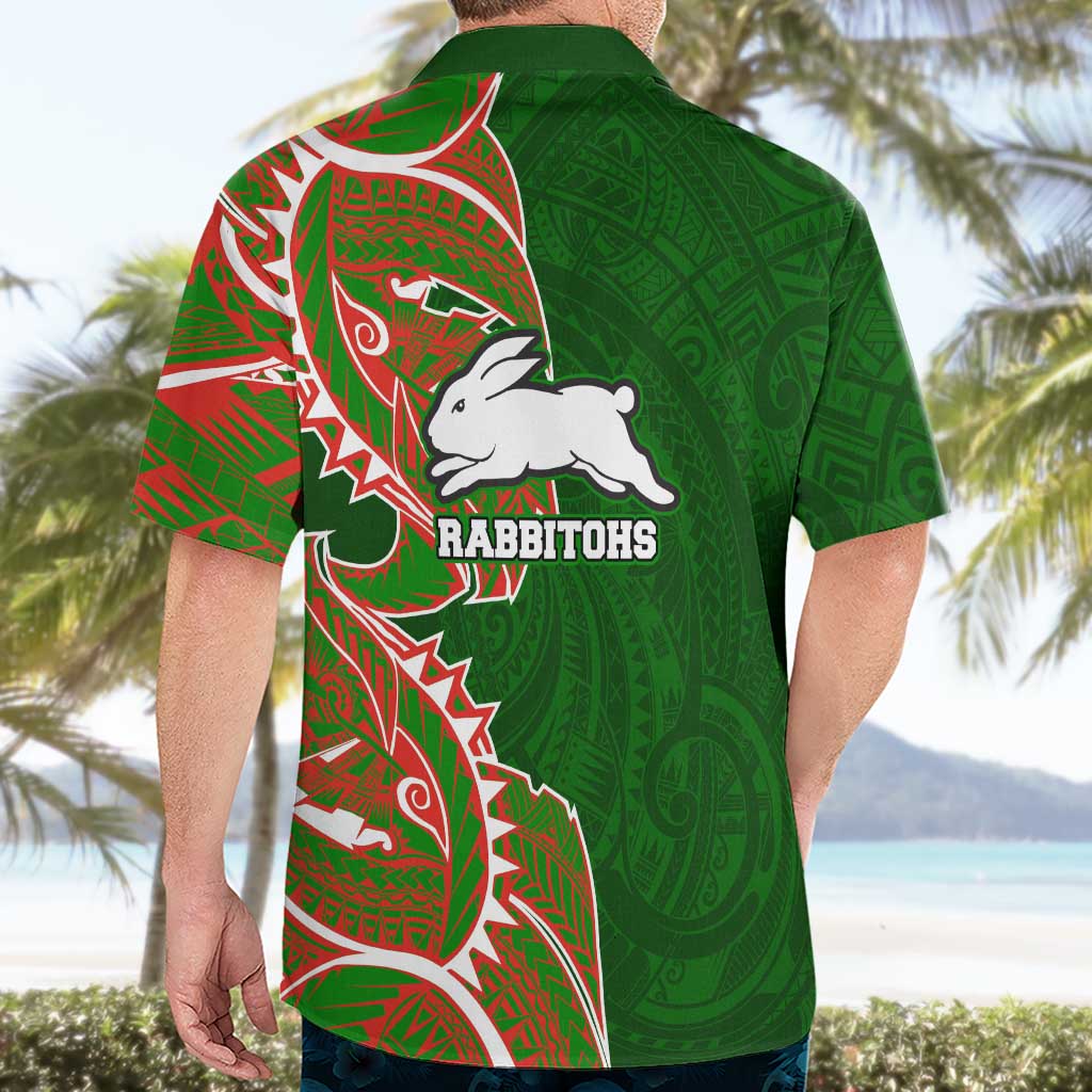 South Sydney Rabbitohs Hawaiian Shirt Polynesian Tribal Tattoo Pacific Sport Art