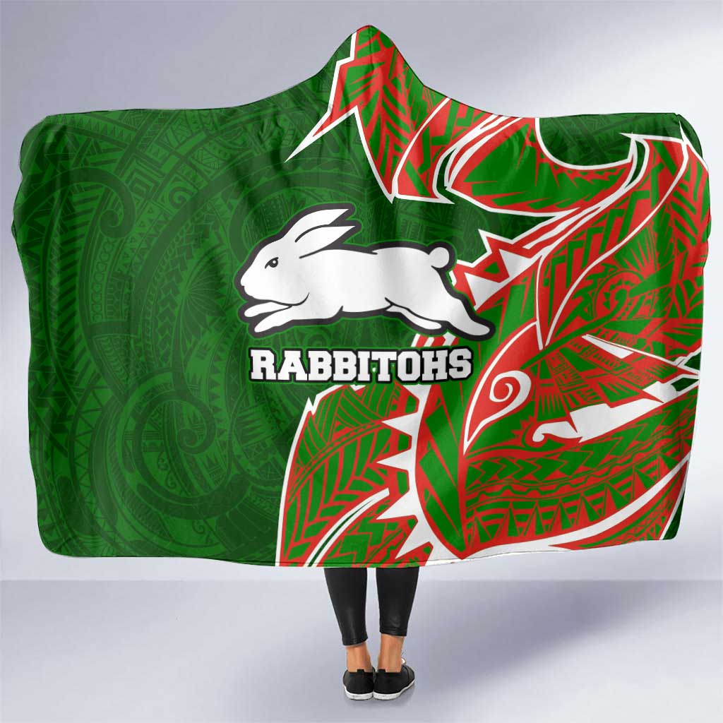South Sydney Rabbitohs Hooded Blanket Polynesian Tribal Tattoo Pacific Sport Art