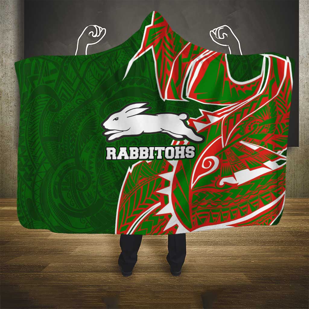 South Sydney Rabbitohs Hooded Blanket Polynesian Tribal Tattoo Pacific Sport Art