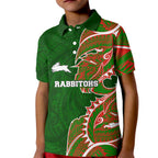 South Sydney Rabbitohs Kid Polo Shirt Polynesian Tribal Tattoo Pacific Sport Art