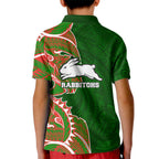 South Sydney Rabbitohs Kid Polo Shirt Polynesian Tribal Tattoo Pacific Sport Art