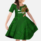 South Sydney Rabbitohs Kid Short Sleeve Dress Polynesian Tribal Tattoo Pacific Sport Art