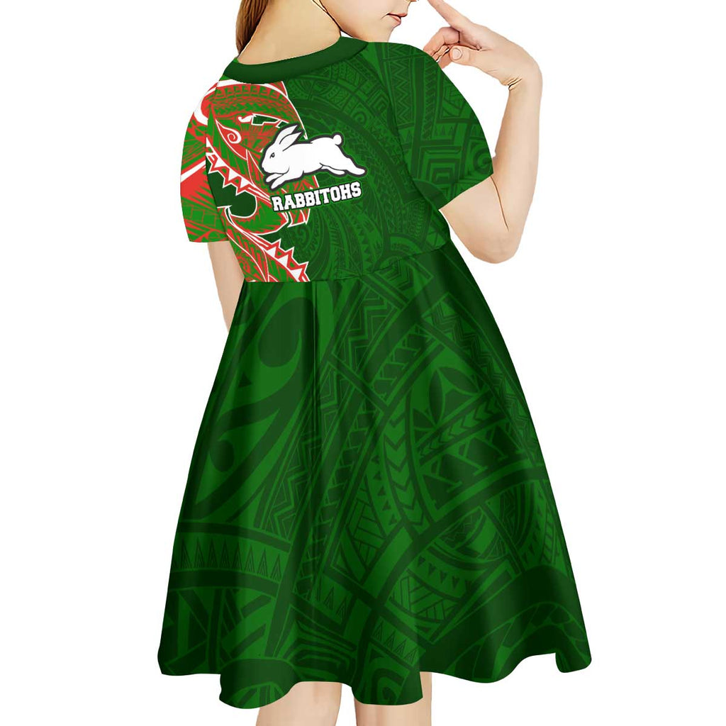 South Sydney Rabbitohs Kid Short Sleeve Dress Polynesian Tribal Tattoo Pacific Sport Art