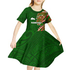 South Sydney Rabbitohs Kid Short Sleeve Dress Polynesian Tribal Tattoo Pacific Sport Art