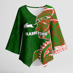 South Sydney Rabbitohs Kimono Sleeve Blouse Polynesian Tribal Tattoo Pacific Sport Art