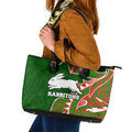 South Sydney Rabbitohs Leather Tote Bag Polynesian Tribal Tattoo Pacific Sport Art