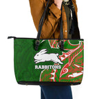 South Sydney Rabbitohs Leather Tote Bag Polynesian Tribal Tattoo Pacific Sport Art