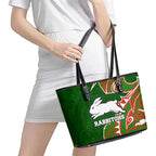 South Sydney Rabbitohs Leather Tote Bag Polynesian Tribal Tattoo Pacific Sport Art