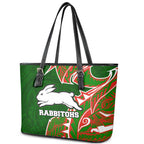 South Sydney Rabbitohs Leather Tote Bag Polynesian Tribal Tattoo Pacific Sport Art