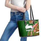 South Sydney Rabbitohs Leather Tote Bag Polynesian Tribal Tattoo Pacific Sport Art