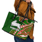 South Sydney Rabbitohs Leather Tote Bag Polynesian Tribal Tattoo Pacific Sport Art