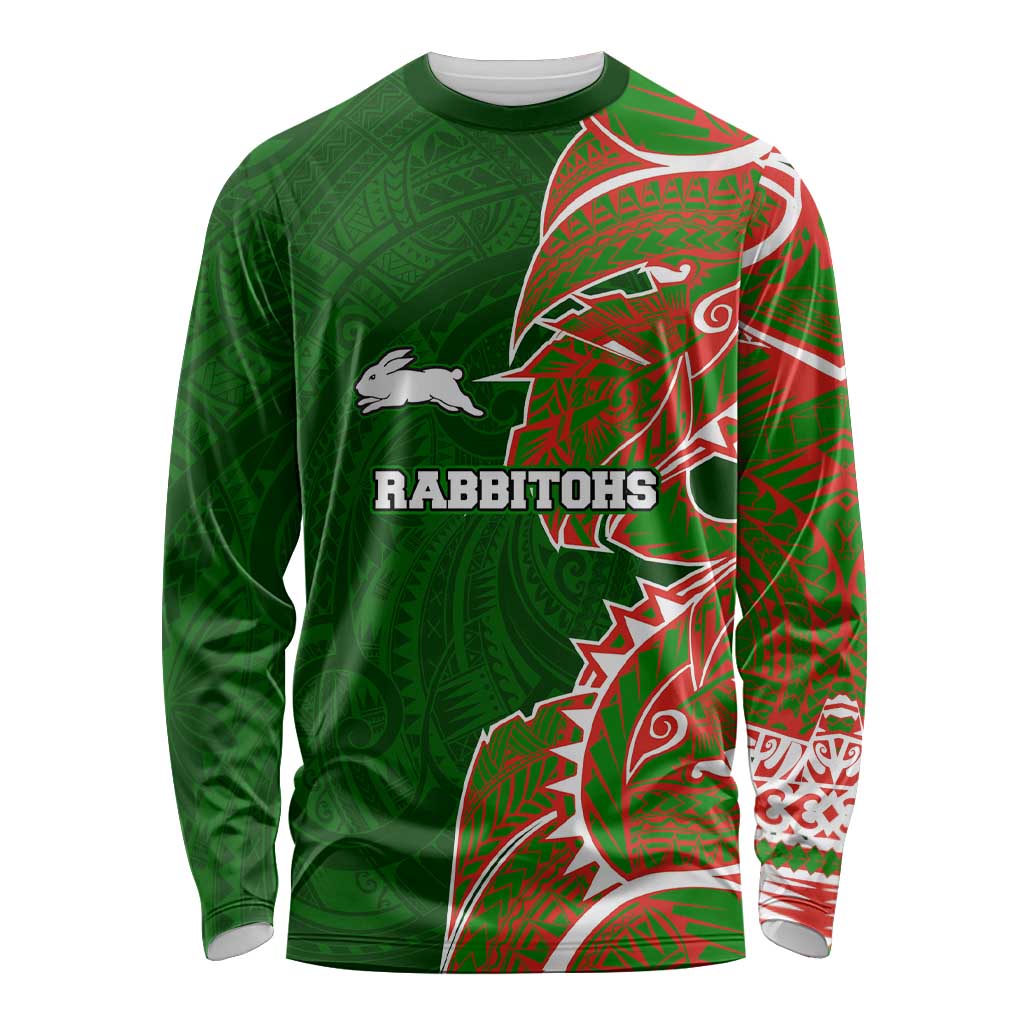 South Sydney Rabbitohs Long Sleeve Shirt Polynesian Tribal Tattoo Pacific Sport Art
