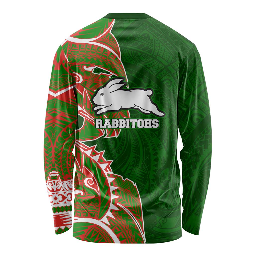 South Sydney Rabbitohs Long Sleeve Shirt Polynesian Tribal Tattoo Pacific Sport Art