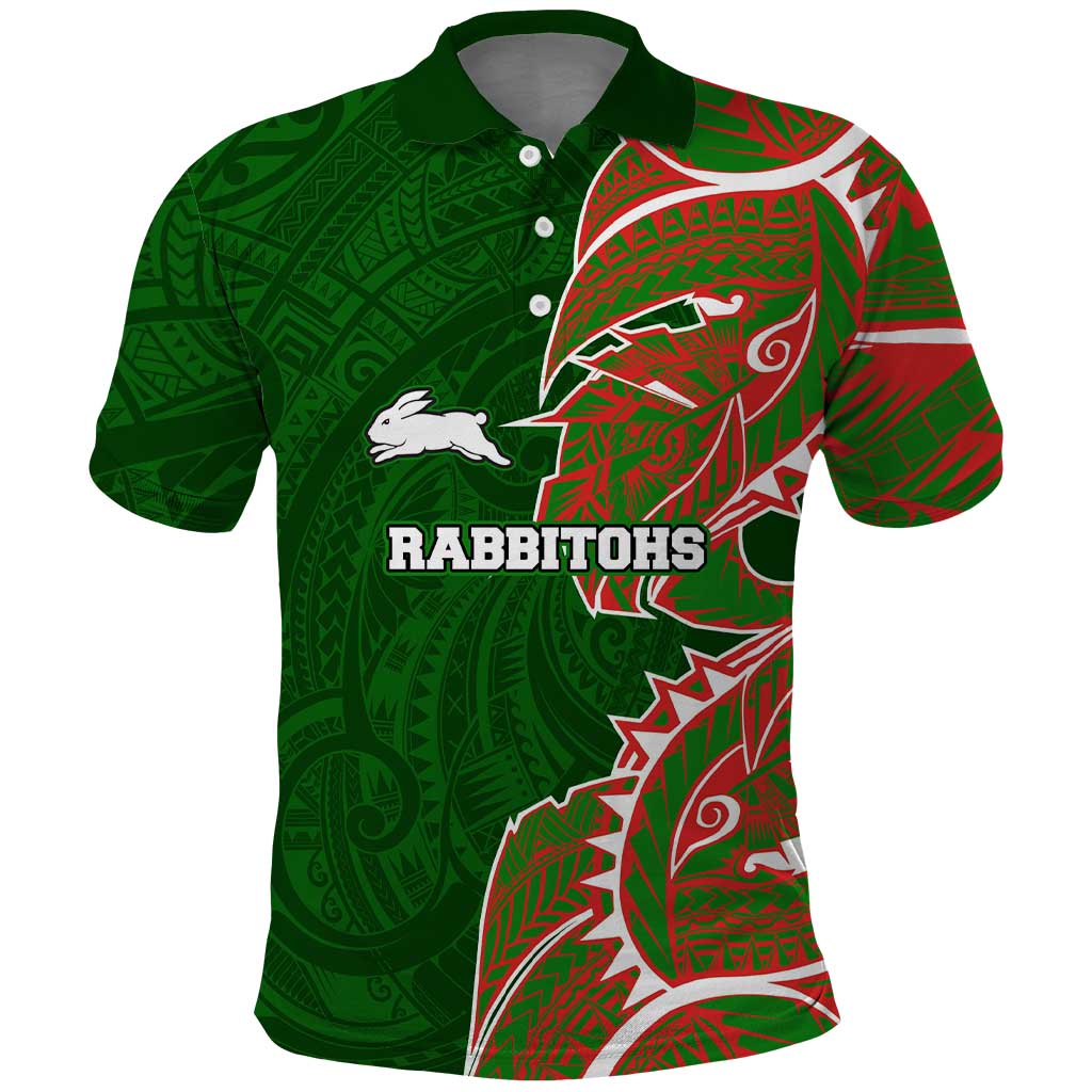 South Sydney Rabbitohs Polo Shirt Polynesian Tribal Tattoo Pacific Sport Art